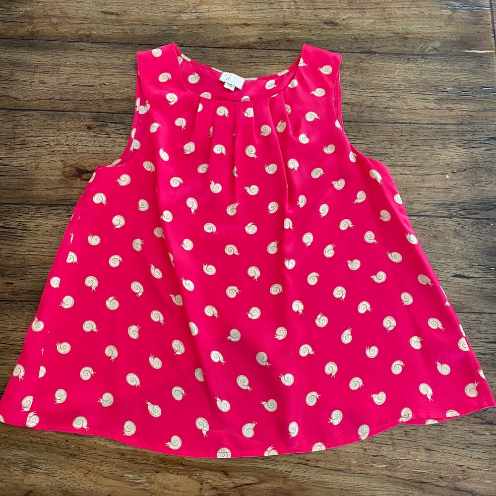 Anthropologie 9-HI5-S-CL Hot Pink Snail Blouse